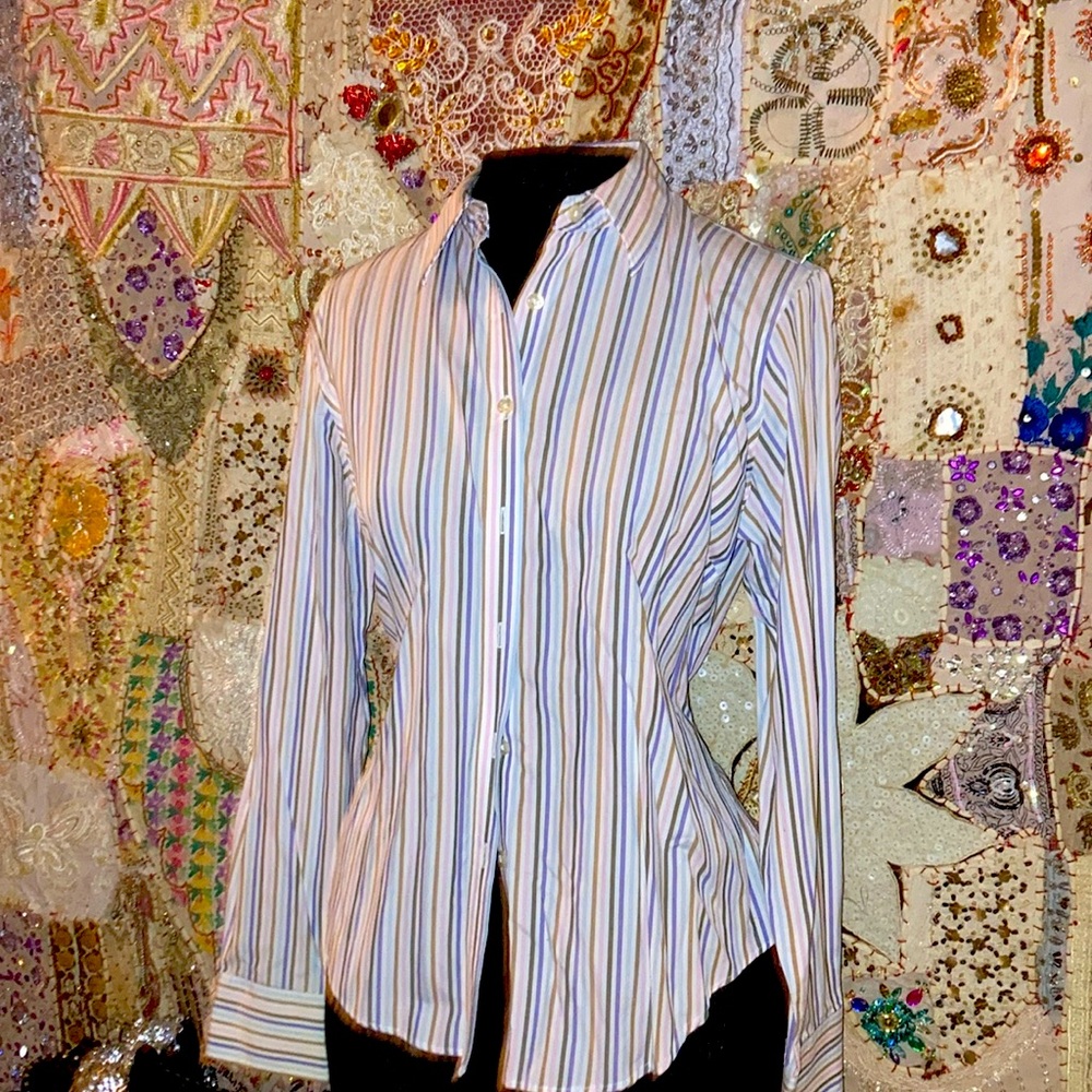 100% Cotton Multiple Colored 7 Button Collard Blo… - image 1